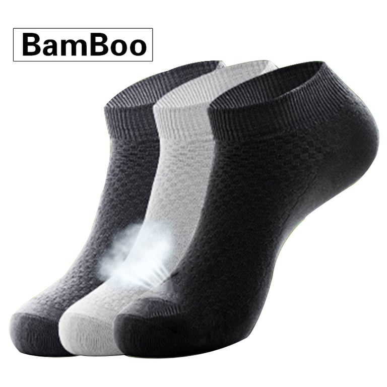 Men's Bamboo Fiber Business Short Style Ankle Socks - Pack of 5 Pairs, Large Size Range EU38-44, Breathable Moisture-Wicking Material for Ultimate Comfort and Sophistication, Ideal for Formal and Casual Wear, All-Day Wear in Warm Weather, High-Quality and Cost-Effective Sock Set