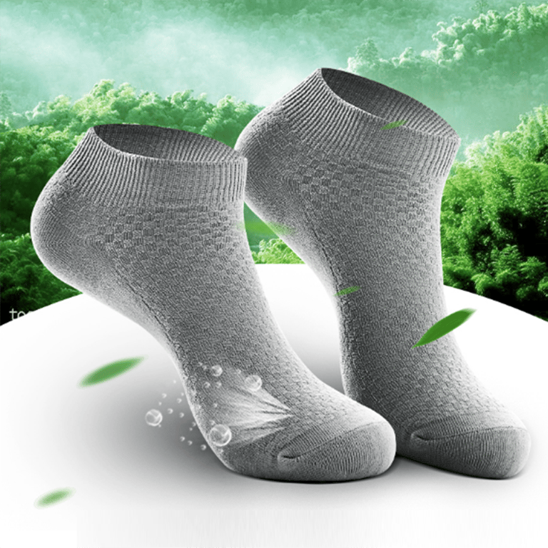 Men's Bamboo Fiber Business Short Style Ankle Socks - Pack of 5 Pairs, Large Size Range EU38-44, Breathable Moisture-Wicking Material for Ultimate Comfort and Sophistication, Ideal for Formal and Casual Wear, All-Day Wear in Warm Weather, High-Quality and Cost-Effective Sock Set
