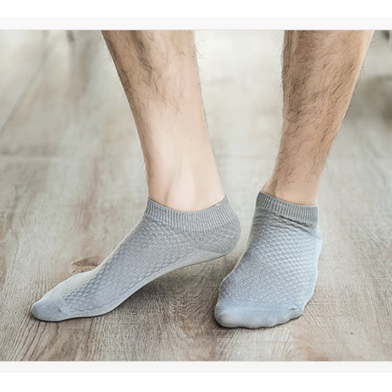 Men's Bamboo Fiber Business Short Style Ankle Socks - Pack of 5 Pairs, Large Size Range EU38-44, Breathable Moisture-Wicking Material for Ultimate Comfort and Sophistication, Ideal for Formal and Casual Wear, All-Day Wear in Warm Weather, High-Quality and Cost-Effective Sock Set