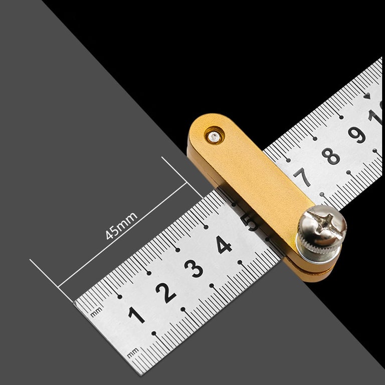 Adjustable Precision Steel Ruler Positioning Block with Integrated Line Marking Gauge for Carpentry and Woodworking Projects - Durable Woodworking Scriber with Adjustable Stop for Accurate Measurements and Cuts - Professional Precision Measuring Tool for Symmetrical and Precise Designs