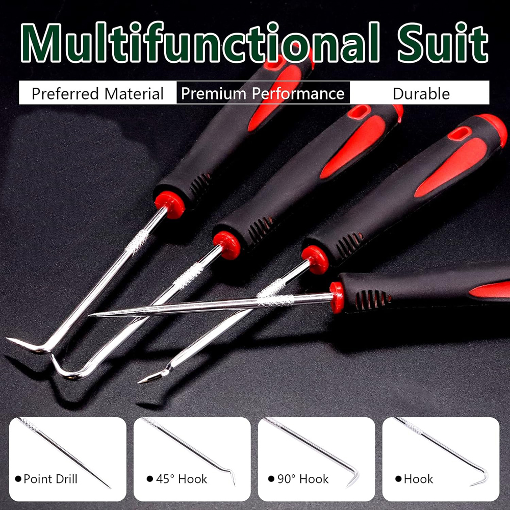 Durable 4-Piece Multi-Purpose Tools Set for Car Auto Vehicles - Oil Seals, O-Ring Seals, Gaskets, and More - High-Quality Screwdriver, Puller, Remover, Pick Hook - Ergonomic Design for Comfort and Control - Compact and Portable - Essential for DIY Enthusiasts and Professionals