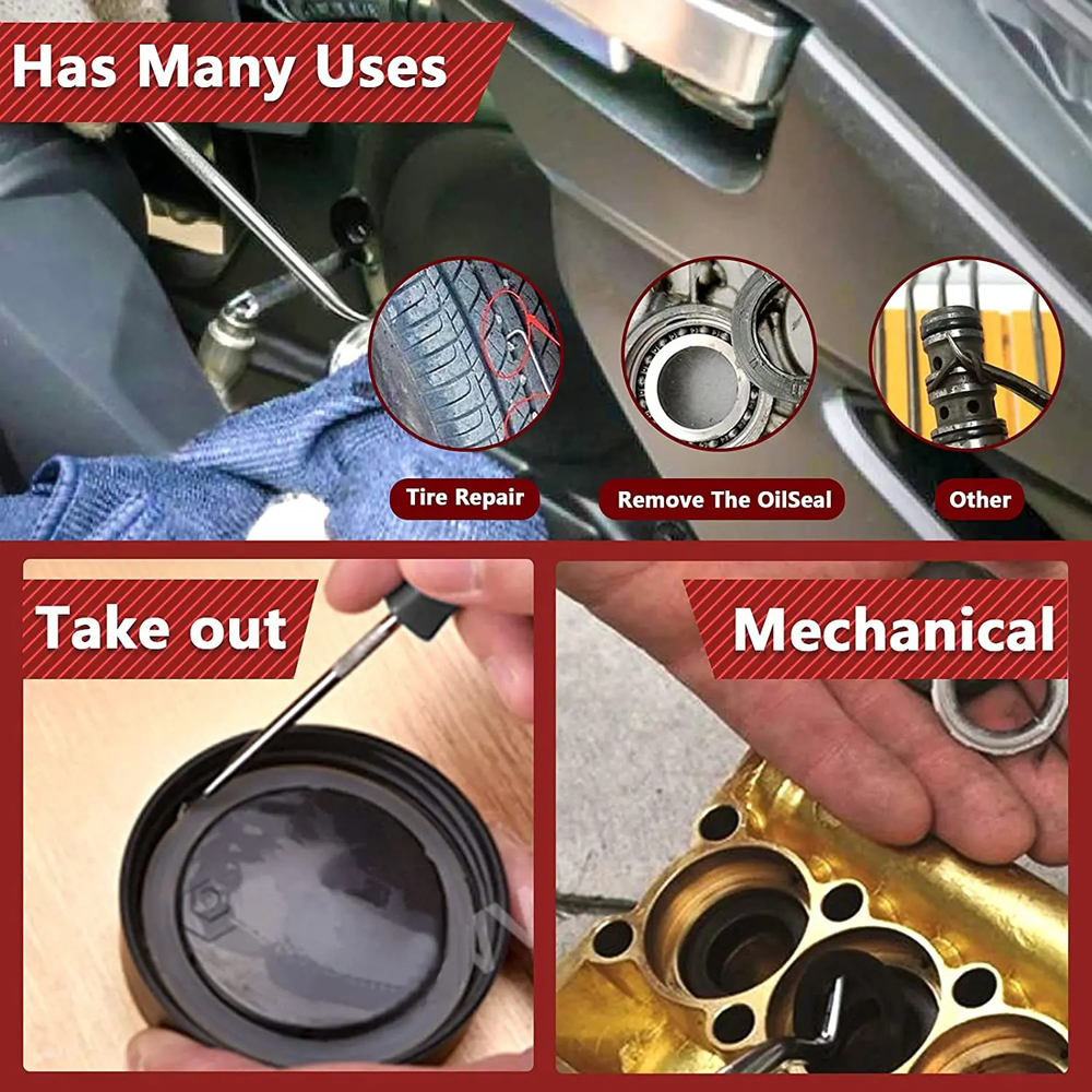 Durable 4-Piece Multi-Purpose Tools Set for Car Auto Vehicles - Oil Seals, O-Ring Seals, Gaskets, and More - High-Quality Screwdriver, Puller, Remover, Pick Hook - Ergonomic Design for Comfort and Control - Compact and Portable - Essential for DIY Enthusiasts and Professionals