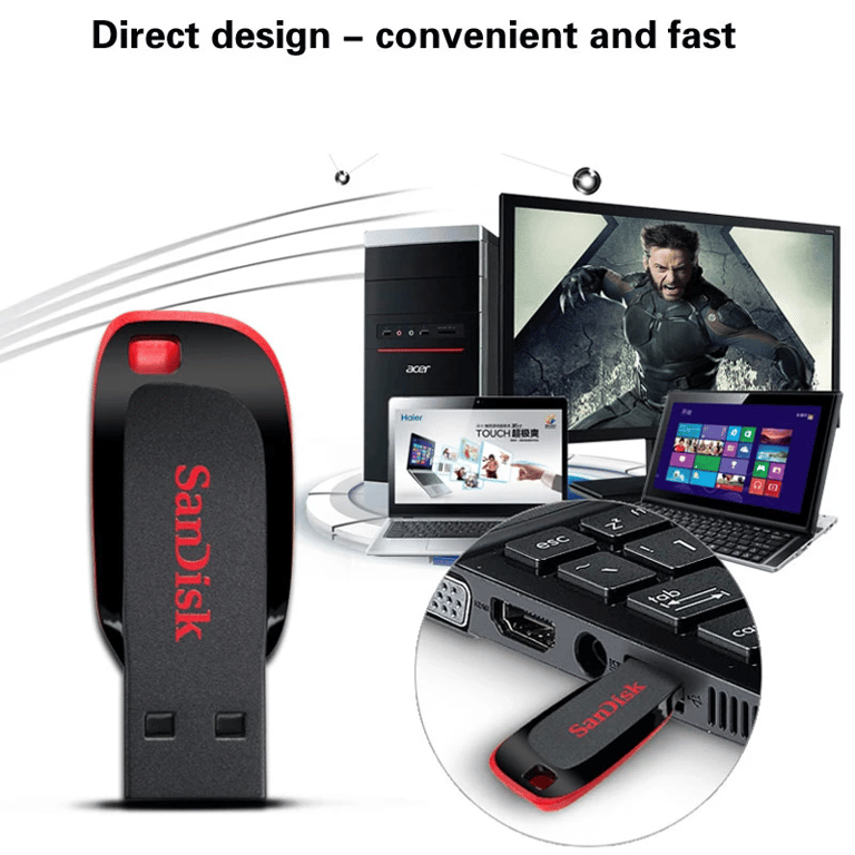 SanDisk Pendrive 128GB USB 2.0 Mini Flash Drive with High-Speed Data Transfer, Compact Design, and Universal Compatibility - Reliable Memory Solution for Files, Photos, Videos - Portable Storage Solution for Phones, Tablets, Laptops, Desktop Computers