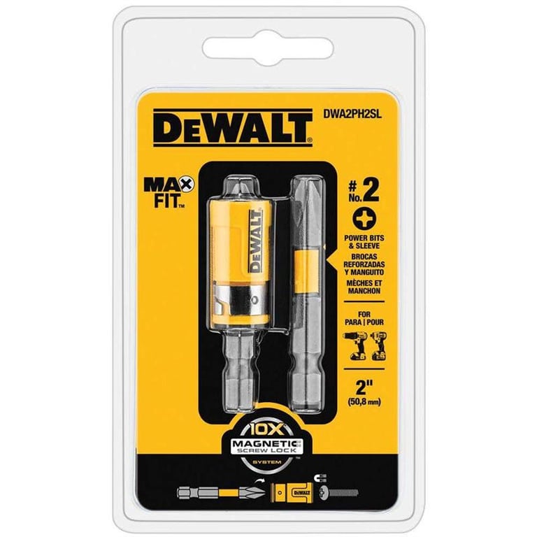 DEWALT DWA2PH2SL XCP3 Power Bit Sleeve Set - Durable S2 Tool Steel Construction, Precision Phillips #2 Bits, 2-Inch Long Reach, 3-Piece Set for Driver Drills - Ideal for Construction, Woodworking, Versatile Applications, Long-Lasting Performance
