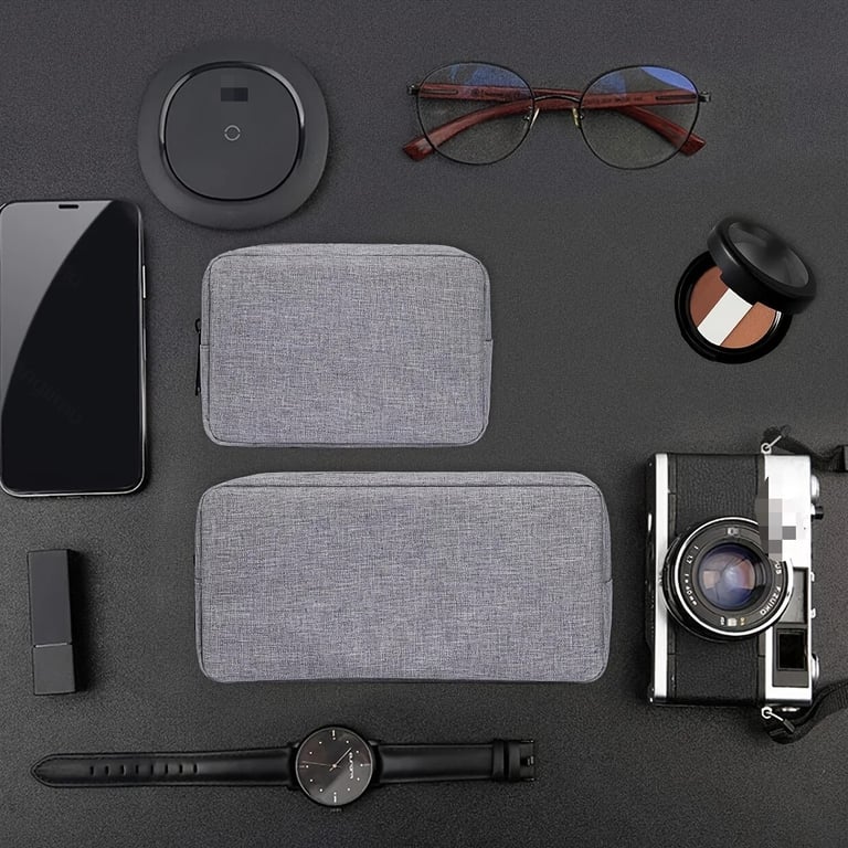 Compact Travel Electronics Organizer Bag with Water-Resistant Nylon Material, Multiple Compartments, and Carrying Handle - Ideal for Cables, Cords, SD Cards, Power Banks, Cosmetics, Toiletries, and More - Perfect for Business Trips, Vacations, Daily Use, and On-the-Go Efficiency