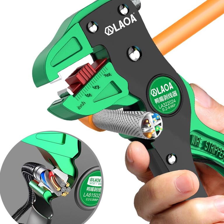LAOA Automatic Wire Stripper with Precision Wire Stripping and Cutting, Length Adjustment, Efficient Wire Cutter, Durable Construction, Ergonomic Design - Ideal for Electrical Tasks, Flat Wires 0.2 to 4mm - High-Quality Tool for Accurate Results, Time-Saving and Comfortable Use