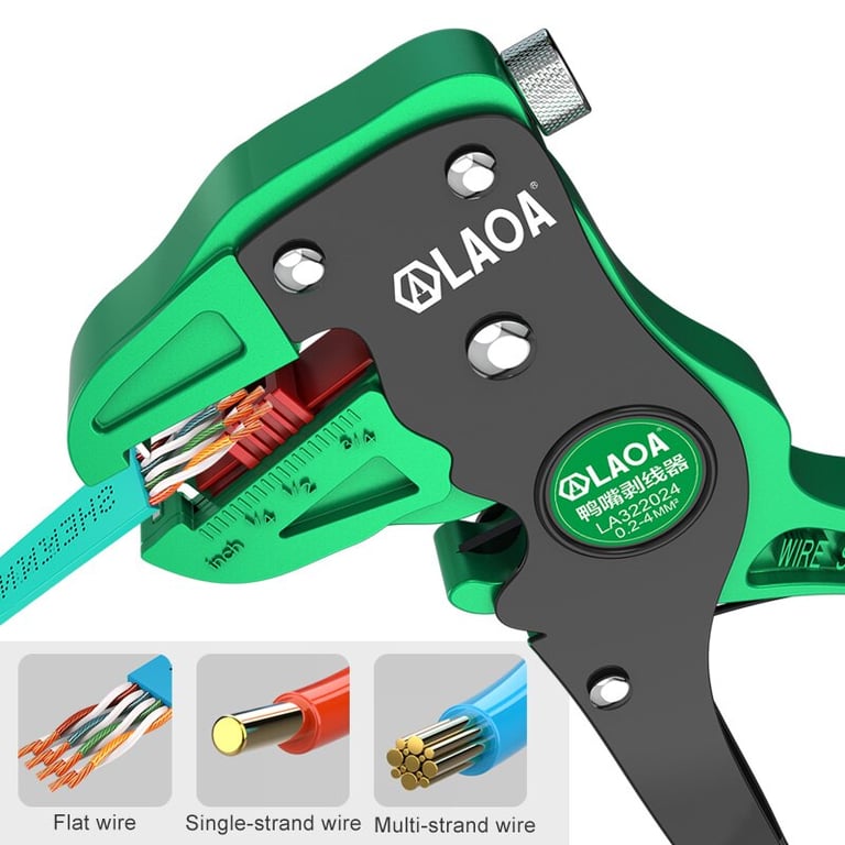 LAOA Automatic Wire Stripper with Precision Wire Stripping and Cutting, Length Adjustment, Efficient Wire Cutter, Durable Construction, Ergonomic Design - Ideal for Electrical Tasks, Flat Wires 0.2 to 4mm - High-Quality Tool for Accurate Results, Time-Saving and Comfortable Use