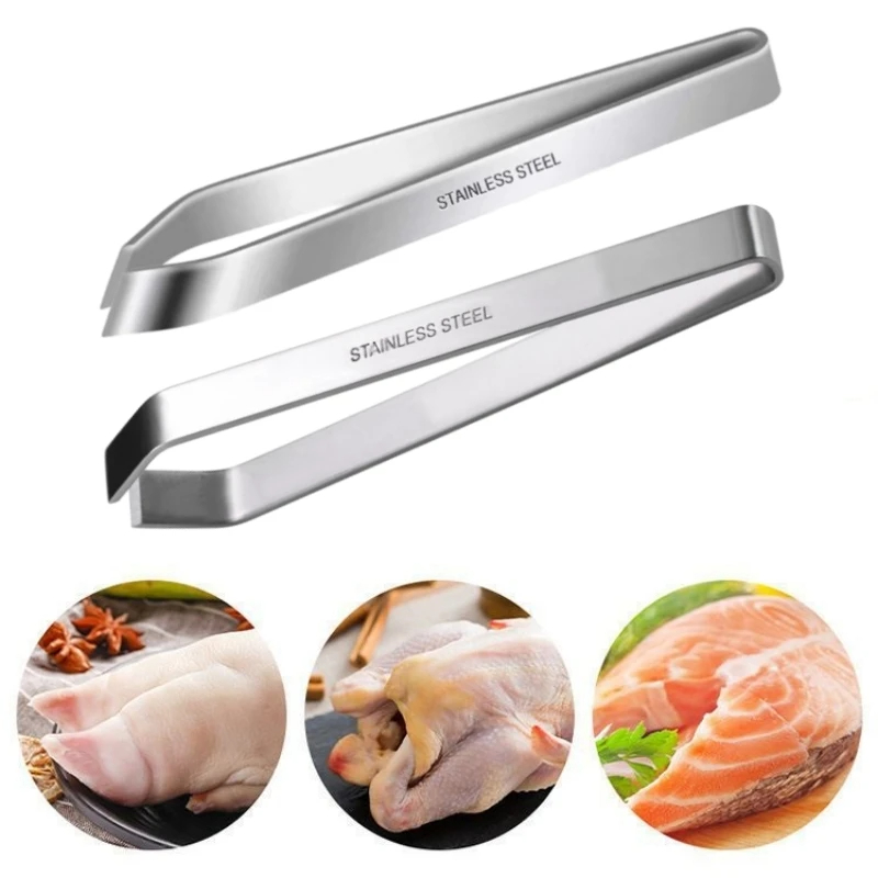 Professional Grade 1pcs 430 Stainless Steel Fish Bone Tweezers - Precision Design for Easy Bone Removal, Multi-functional Kitchen Tool for Chefs and Home Cooks, Rust-Resistant and Durable Material, Ergonomic Grip, Easy to Clean - Essential Gadget for Fish Preparation and Cooking