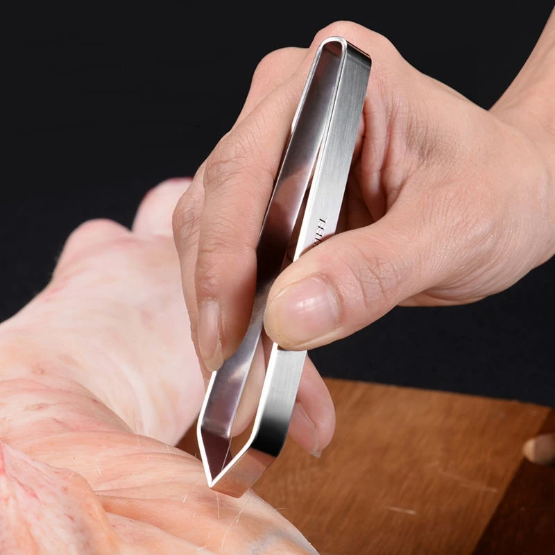 Professional Grade 1pcs 430 Stainless Steel Fish Bone Tweezers - Precision Design for Easy Bone Removal, Multi-functional Kitchen Tool for Chefs and Home Cooks, Rust-Resistant and Durable Material, Ergonomic Grip, Easy to Clean - Essential Gadget for Fish Preparation and Cooking