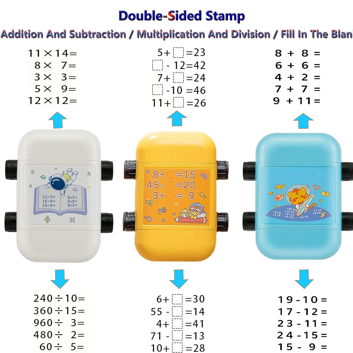 2 in 1 Math Roller Stamp for Interactive Multiplication and Division Learning | Smart Math Practice Tool for Kids | High-Quality Design for Clear and Precise Imprints | Compact and Portable Educational Math Tool for Children's Academic Success
