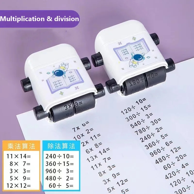 2 in 1 Math Roller Stamp for Interactive Multiplication and Division Learning | Smart Math Practice Tool for Kids | High-Quality Design for Clear and Precise Imprints | Compact and Portable Educational Math Tool for Children's Academic Success