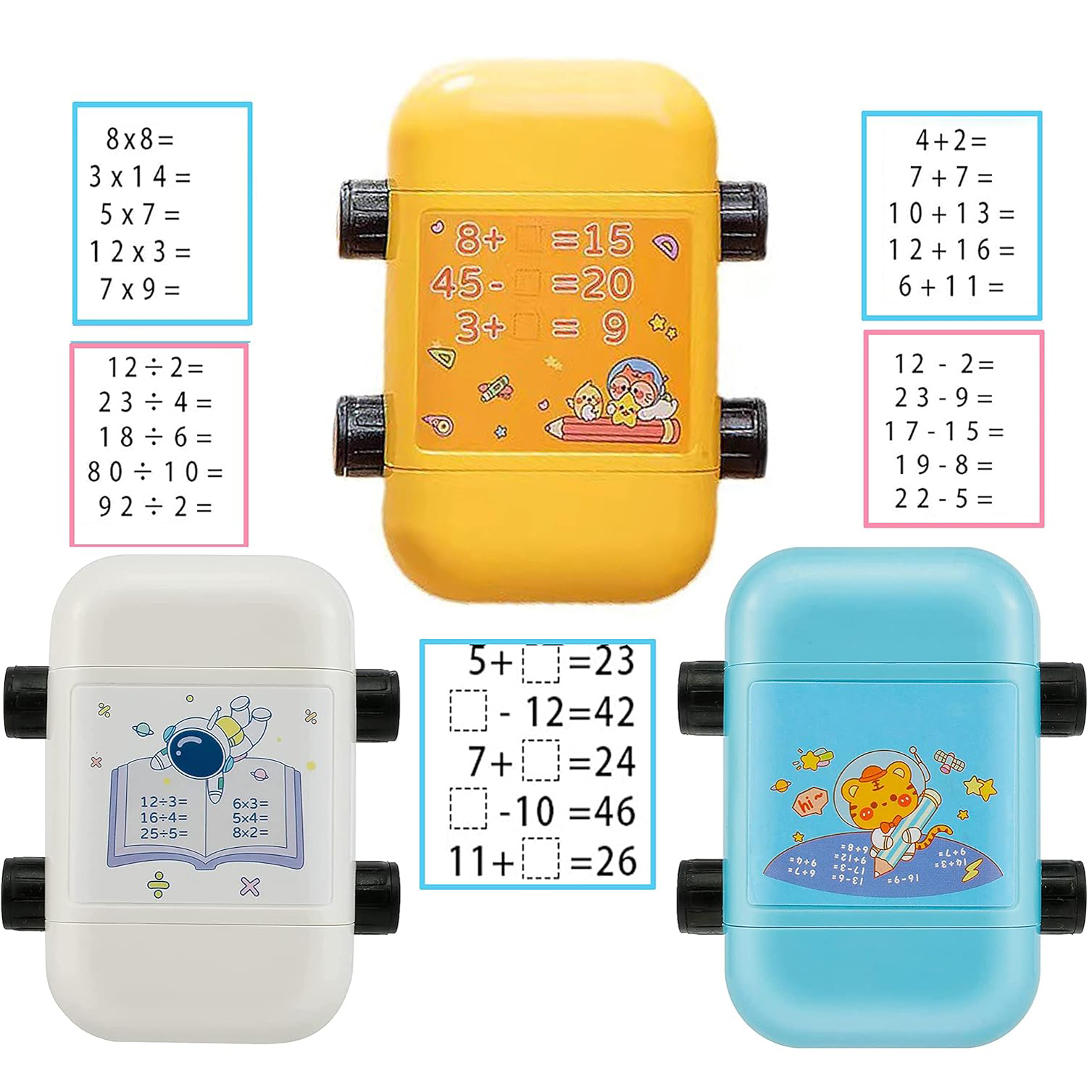 2 in 1 Math Roller Stamp for Interactive Multiplication and Division Learning | Smart Math Practice Tool for Kids | High-Quality Design for Clear and Precise Imprints | Compact and Portable Educational Math Tool for Children's Academic Success