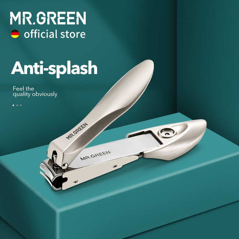 MR.GREEN Anti Splash Nail Clippers with Bionics Design, Stainless Steel Construction, Anti-Splash Design, Ergonomic Grip, and Wide Application - Professional Manicure Tools for Precision Nail Cutting Without Splashing or Jagged Edges