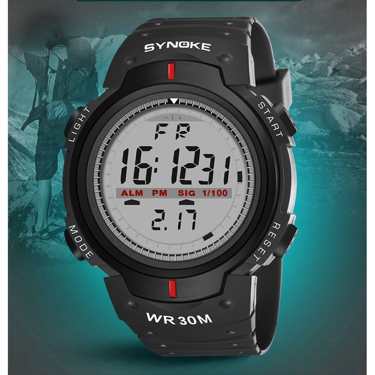 SYNOKE Men's Waterproof Electronic Watch with Luminous Display, Multi-Functionality, and Large Screen - Ideal for Swimming, Diving, and Mountaineering - Durable Outdoor Timepiece for Adventurers and Outdoor Enthusiasts
