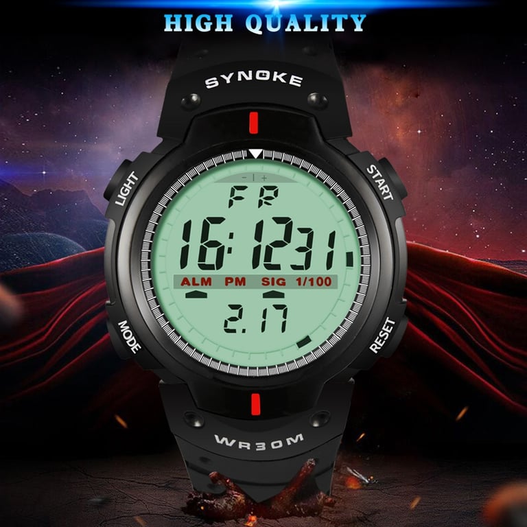 SYNOKE Men's Waterproof Electronic Watch with Luminous Display, Multi-Functionality, and Large Screen - Ideal for Swimming, Diving, and Mountaineering - Durable Outdoor Timepiece for Adventurers and Outdoor Enthusiasts