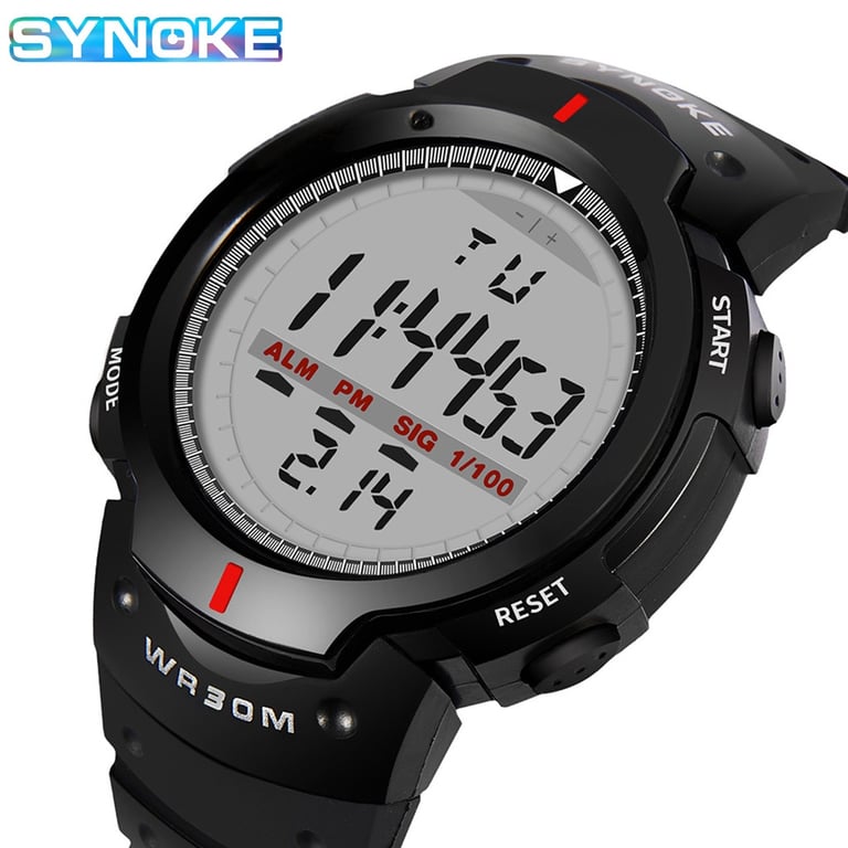 SYNOKE Men's Waterproof Electronic Watch with Luminous Display, Multi-Functionality, and Large Screen - Ideal for Swimming, Diving, and Mountaineering - Durable Outdoor Timepiece for Adventurers and Outdoor Enthusiasts