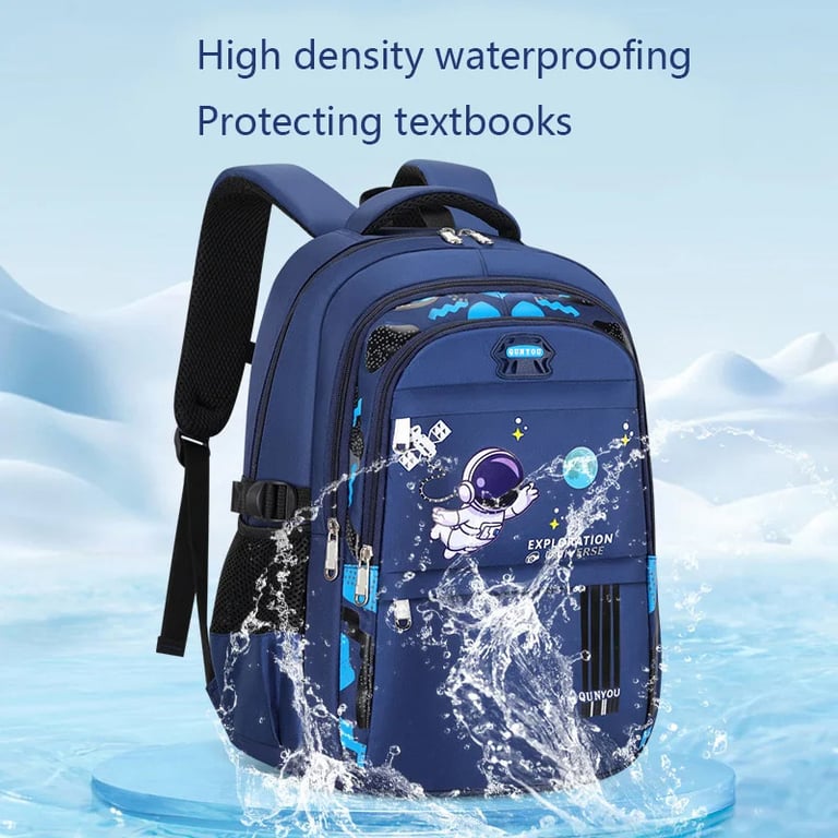 Spacious Astronaut-Themed Kids Backpack with Multiple Compartments, Waterproof Material, and Adjustable Straps - Durable School Bag for Books, Water Bottles, Snacks - Cute Design for Space Enthusiasts - Lightweight and Perfect for School, Travel, and Outdoor Activities