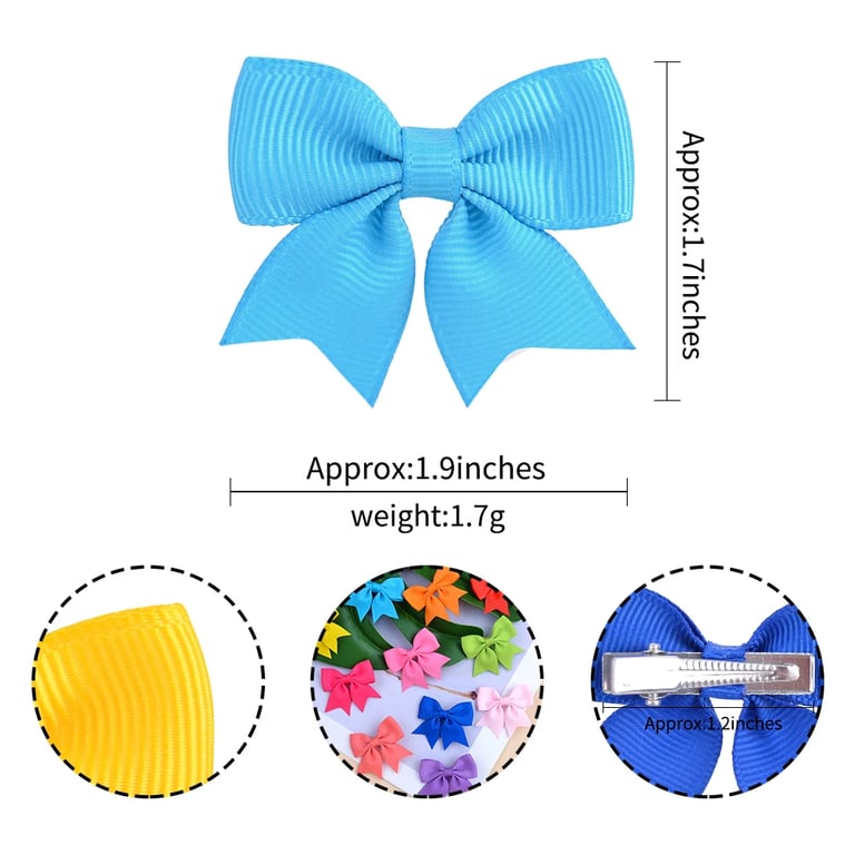 Set of 10 Handmade Ribbon Bow Hair Clips for Baby Girls - Solid Color Design, High-Quality Materials, Secure Grip - New Year Hair Accessories for Festive Hairstyles, Parties, Special Events