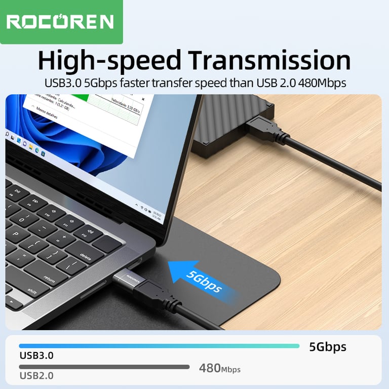 Rocoren USB Type C OTG Adapter - Fast 5Gbps Data Transfer, Durable Materials, Plug-and-Play, Wide Compatibility - for MacBook, Samsung S22/S20, Xiaomi 5G - Sleek and Portable Design