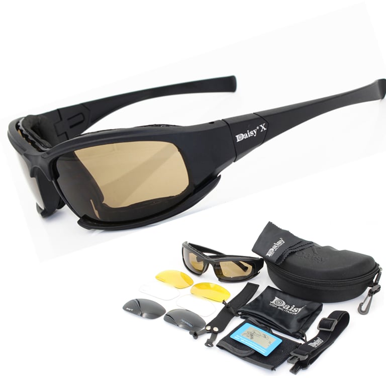 Daisy X7 Polarized Smoke Lens Military Sunglasses with Impact Resistant Design, Adjustable Fit, and Versatile Style - Ideal for Airsoft, Motorcycle Riding, and Cycling - Durable Construction for Outdoor Enthusiasts