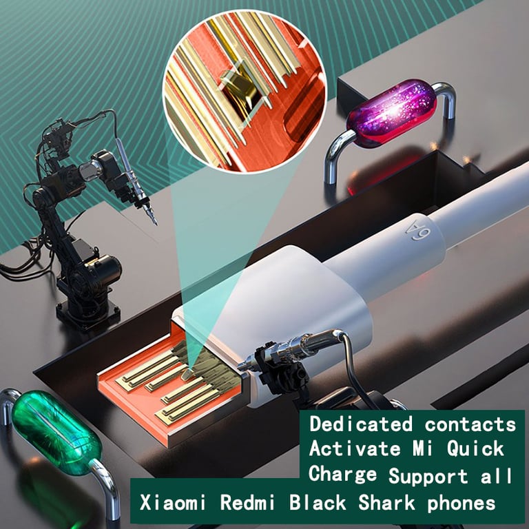 High Power 120W Charger Cable with USB Type C for Xiaomi Civi 11T Pro, Redmi Note 11 Pro+, Black Shark 4S Pro - 6A Output, Fast Charging, Durable Construction, Compatible with 67W and 55W Devices - Overcurrent, Overvoltage, Short Circuit Protection for Safe and Efficient Charging