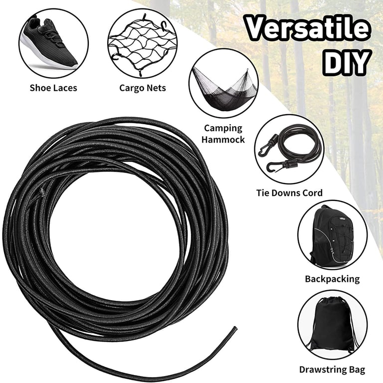 Premium Elastic Rope Set - Durable Rubber Material - 1mm, 2mm, 3mm, 4mm, 5mm Sizes - Multi-Purpose for Sewing & Crafting - White & Black Colors - Stretchy & Flexible - Easy to Use - Garment Making, Repairs, Waistbands, Sleeves, Hems - Fade-Resistant - Professional Finish