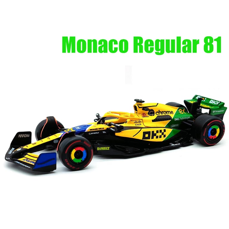 Bburago 1:43 2024 F1 McLaren MCL38 Monaco Grand Prix Diecast Model #4 #81 Lando Norris Replica Toy Car - Premium Alloy Material, Detailed Design, Collector's Edition, Perfect Gift for F1 Enthusiasts and Collectors, Realistic Miniature Car for Racing Fans