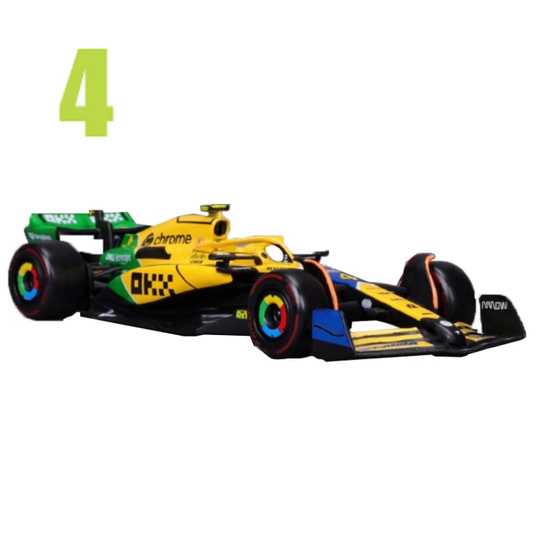 Bburago 1:43 2024 F1 McLaren MCL38 Monaco Grand Prix Diecast Model #4 #81 Lando Norris Replica Toy Car - Premium Alloy Material, Detailed Design, Collector's Edition, Perfect Gift for F1 Enthusiasts and Collectors, Realistic Miniature Car for Racing Fans