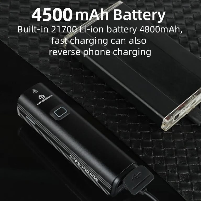 OFFBONDAGE 1000 Lumens USB Rechargeable Bike Light with Power Bank Functionality and Adjustable Beam Angle - Durable and Versatile Bicycle Headlight for Night Riding, Mountain Biking, and Commuting - High, Low, and Strobe Light Modes for Enhanced Safety and Visibility