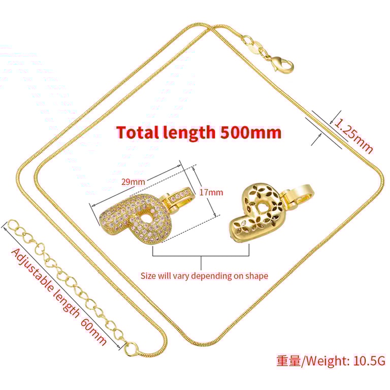 ZHUKOU Silver Color Bubble Initial Letters Necklaces - Set of 26 Unique Pendants Crafted from High-Quality Brass with CZ Stones - Elegant and Personalized Jewelry for Women - Wholesale Option Available - Perfect Gift for Special Occasions