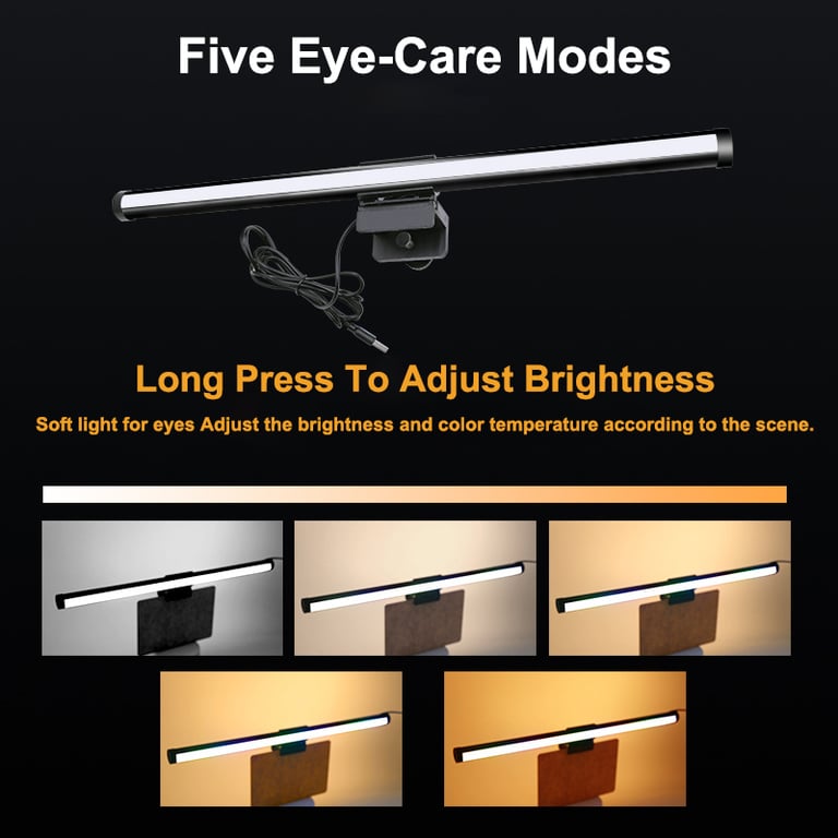 Eye-Care LED Desk Lamp Monitor Light Bar with Stepless Dimming for Reduced Eye Strain and Enhanced Productivity - Sleek and Modern Design, Flicker-Free Illumination, Flexible Placement Options, Perfect for Work or Gaming Sessions