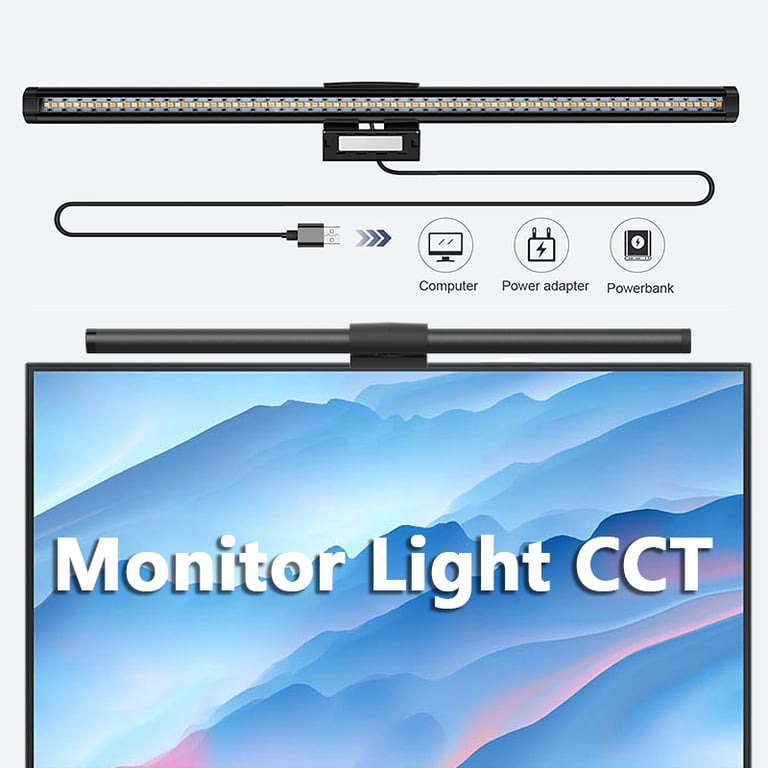 Eye-Care LED Desk Lamp Monitor Light Bar with Stepless Dimming for Reduced Eye Strain and Enhanced Productivity - Sleek and Modern Design, Flicker-Free Illumination, Flexible Placement Options, Perfect for Work or Gaming Sessions