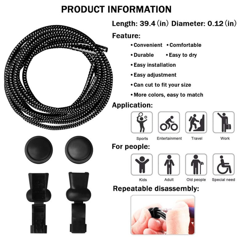 Elastic No-Tie Shoelaces with Stretching Lock Technology - Easy Slip-On, Durable and Stylish Round Shoestrings for Sneakers - Quick Installation, Comfortable Fit, Long-Lasting Elasticity - Ideal for Active Lifestyles and Trendy Looks