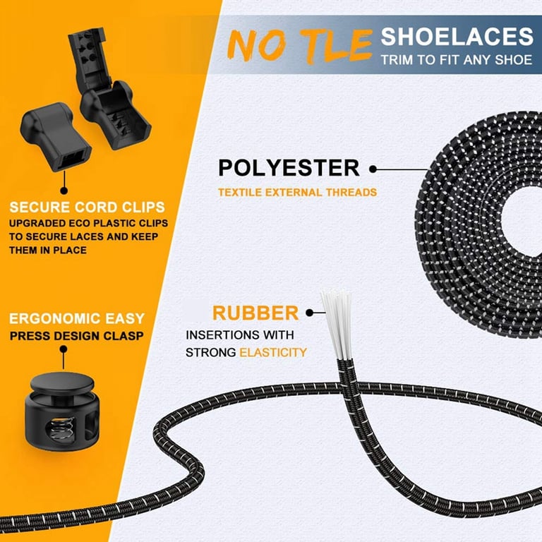 Elastic No-Tie Shoelaces with Stretching Lock Technology - Easy Slip-On, Durable and Stylish Round Shoestrings for Sneakers - Quick Installation, Comfortable Fit, Long-Lasting Elasticity - Ideal for Active Lifestyles and Trendy Looks