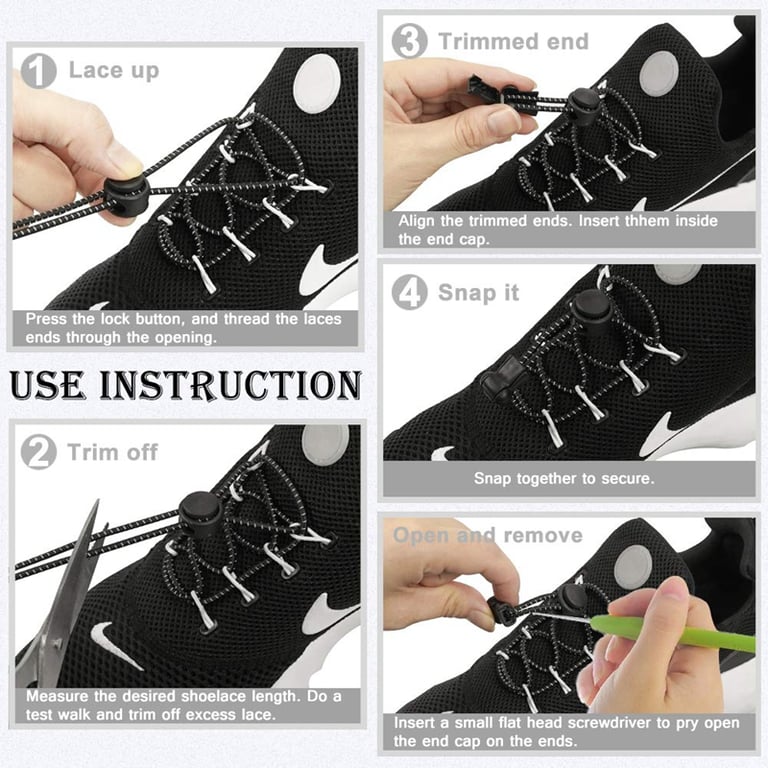 Elastic No-Tie Shoelaces with Stretching Lock Technology - Easy Slip-On, Durable and Stylish Round Shoestrings for Sneakers - Quick Installation, Comfortable Fit, Long-Lasting Elasticity - Ideal for Active Lifestyles and Trendy Looks