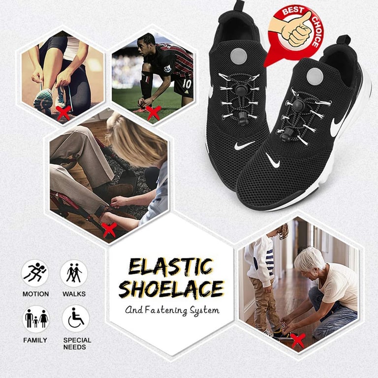 Elastic No-Tie Shoelaces with Stretching Lock Technology - Easy Slip-On, Durable and Stylish Round Shoestrings for Sneakers - Quick Installation, Comfortable Fit, Long-Lasting Elasticity - Ideal for Active Lifestyles and Trendy Looks