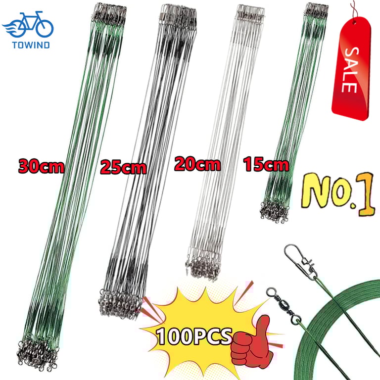 Durable Steel Wire Fishing Line Leader with Anti-Bite Design, Swivel, and Lead Core Leash - Corrosion-Resistant, Heavy-Duty, Smooth Rotation - Available in Packs of 100, 50, 30, or 10 Pieces - Ideal for Deep-Sea Fishing and Bottom-Dwelling Species - High-Quality Fishing Accessory Tool