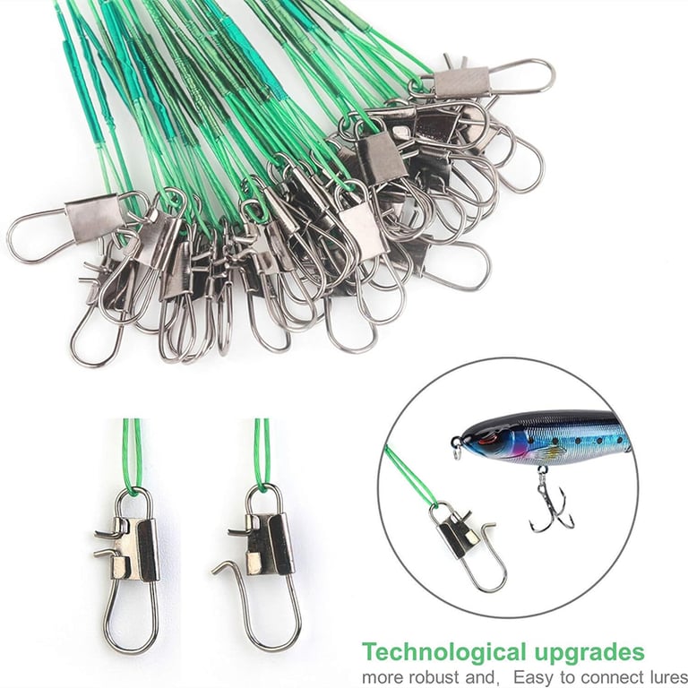 Durable Steel Wire Fishing Line Leader with Anti-Bite Design, Swivel, and Lead Core Leash - Corrosion-Resistant, Heavy-Duty, Smooth Rotation - Available in Packs of 100, 50, 30, or 10 Pieces - Ideal for Deep-Sea Fishing and Bottom-Dwelling Species - High-Quality Fishing Accessory Tool