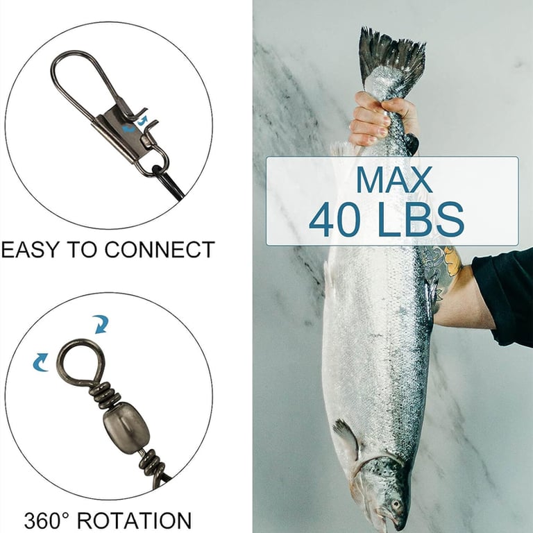 Durable Steel Wire Fishing Line Leader with Anti-Bite Design, Swivel, and Lead Core Leash - Corrosion-Resistant, Heavy-Duty, Smooth Rotation - Available in Packs of 100, 50, 30, or 10 Pieces - Ideal for Deep-Sea Fishing and Bottom-Dwelling Species - High-Quality Fishing Accessory Tool
