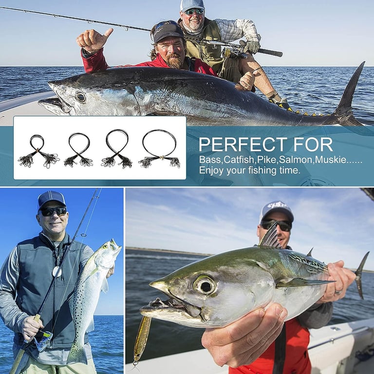 Durable Steel Wire Fishing Line Leader with Anti-Bite Design, Swivel, and Lead Core Leash - Corrosion-Resistant, Heavy-Duty, Smooth Rotation - Available in Packs of 100, 50, 30, or 10 Pieces - Ideal for Deep-Sea Fishing and Bottom-Dwelling Species - High-Quality Fishing Accessory Tool