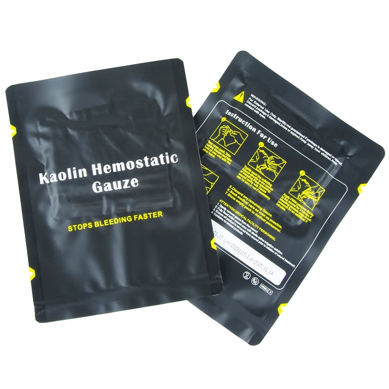Hemostatic Kaolin Gauze Combat Emergency Trauma Z-Fold Soluble For IFAK Tactical First Aid Kit Medical Wound Dressing Highly Absorbent Blood Clotting Control Severe Bleeding Emergency Trauma Soluble Wound Dressing Absorbent Gauze