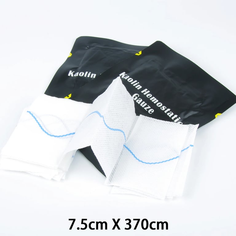 Hemostatic Kaolin Gauze Combat Emergency Trauma Z-Fold Soluble For IFAK Tactical First Aid Kit Medical Wound Dressing Highly Absorbent Blood Clotting Control Severe Bleeding Emergency Trauma Soluble Wound Dressing Absorbent Gauze