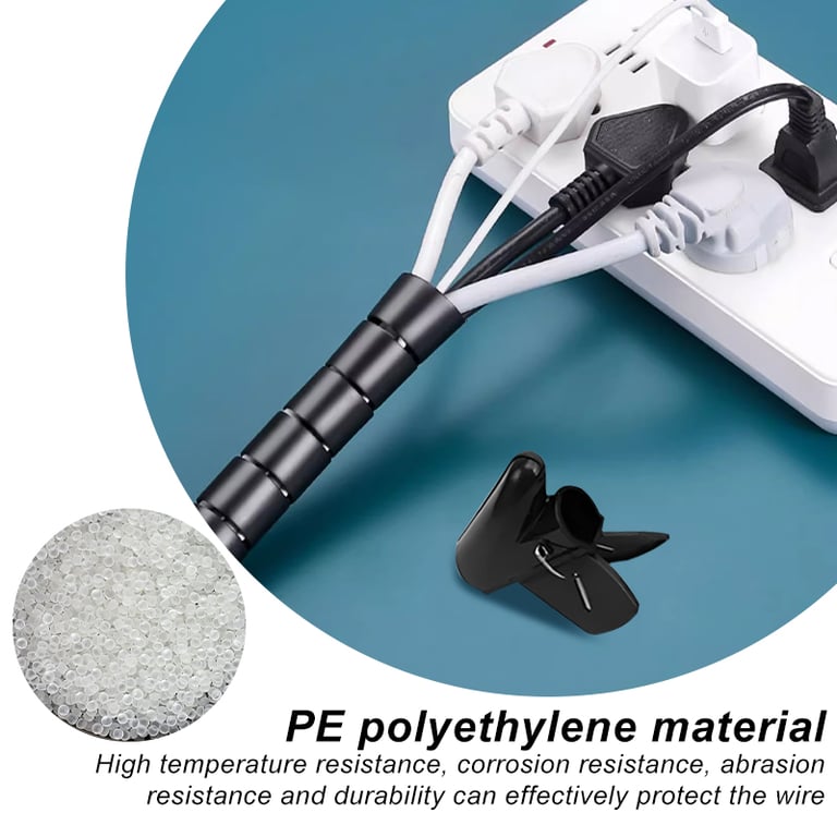 Durable Black Cable Wire Protector Sleeve - Flexible Cord Management Tube for Office and Home - Easy Installation Cable Organizer for Neat and Tangle-Free Cables - Long-Lasting Coiled Design for Protection and Lifespan Extension - Versatile Use in Various Settings with Professional Appearance