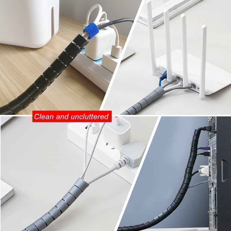 Durable Black Cable Wire Protector Sleeve - Flexible Cord Management Tube for Office and Home - Easy Installation Cable Organizer for Neat and Tangle-Free Cables - Long-Lasting Coiled Design for Protection and Lifespan Extension - Versatile Use in Various Settings with Professional Appearance