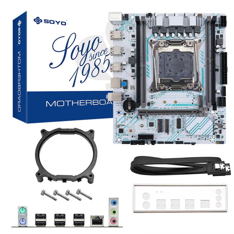 SOYO X99 Motherboard Set Kit with 32GB DDR4 ECC RAM and M.2 SSD Support for Xeon E5 2680 V4 CPU - High-Performance LGA 2011-3 Motherboard for Enthusiasts and Professionals, Reliable Stability and Fast Data Processing, Ideal for Demanding Computing Tasks