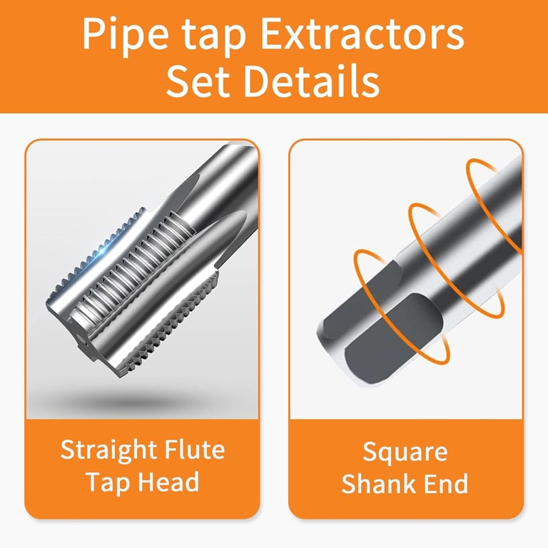High-Speed Steel NPT Pipe Taps Set - 5 Sizes (3/4, 1/2, 3/8, 1/4, 1/8 inch) - Thread Forming Tap for Tight Fit - Comfortable Grip Handles - Precision Threading for Pipe Cleaning and Maintenance - Durable and Versatile Tool for Plumbers and DIY Enthusiasts