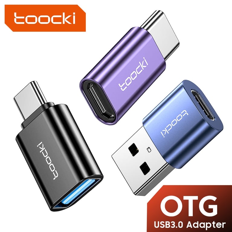 Toocki OTG USB 3.0 to Type C Adapter for High-Speed Data Transfer and Versatile Compatibility - Durable Construction, Plug-and-Play Functionality, Compact and Portable Design for Macbook, Xiaomi, Samsung, and More