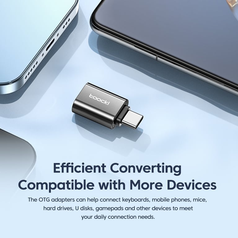 Toocki OTG USB 3.0 to Type C Adapter for High-Speed Data Transfer and Versatile Compatibility - Durable Construction, Plug-and-Play Functionality, Compact and Portable Design for Macbook, Xiaomi, Samsung, and More