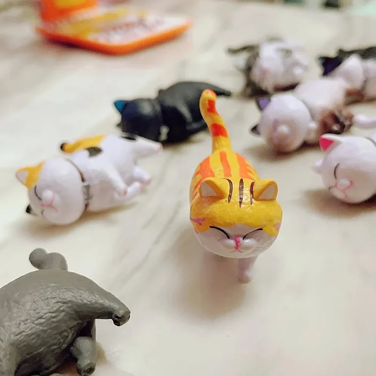 9pcs Adorable Cat Ornaments with Bell Detail for Fairy Garden and Home Decoration - High-Quality Sculpture Figurines - Perfect Birthday Gift for Cat Lovers - Kawaii Charm and Whimsical Decor Pieces