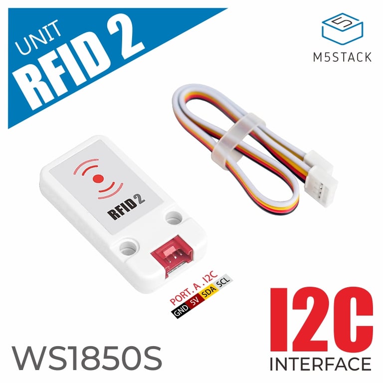 M5Stack Official Mini RFID 2 Reader/Writer Unit (WS1850S) - Compact, Portable, Plug and Play, High Compatibility, Fast Reading and Writing Speeds, Durable Construction - Lightweight RFID Tag/Card Scanner for Quick Setup and Efficient Data Processing